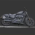 Classic Black Motorcycle With Leather Seat Exhaust Pipes On Stone Slab Platform