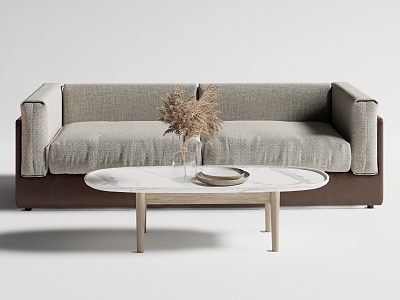 Modern double sofa coffee table combination 3d model