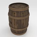 Vintage Wooden Barrel With Carved Patterns And Classic Wooden Hoops Design