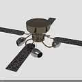 Home Furniture Ceiling Fan With Four Blades Cracked Texture Metallic Base And Three Light Bulbs
