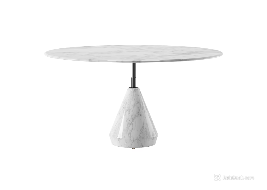 Elegant Modern Round White Marble Dining Table With Conical Base Design 3d model