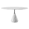 Elegant Modern Round White Marble Dining Table With Conical Base Design 3d model