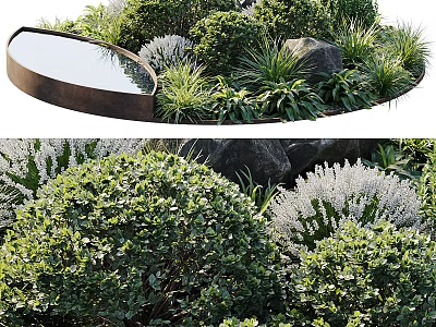 Karesansui Japanese Dry Landscape Garden With Trimmed Shrubs Rocks And Green Plants 3d model