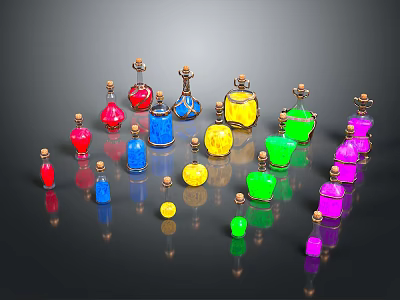 Colorful Hand Carved Glass Sculpture Art Pieces with Various Colors and Intricate Details 3d model