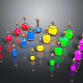 Colorful Hand Carved Glass Sculpture Art Pieces with Various Colors and Intricate Details