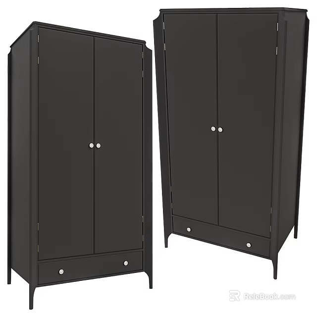 Black Double Door Sideboard With Storage Drawers Modern Design For Home Dining Room 3d model 