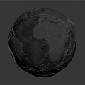 Gray Textured World Globe With Detailed Continents On Dark Background 3d model