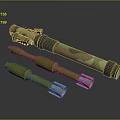 3D Model of Military Weapon With Camouflage Rocket Launcher And Yellow Rockets