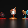 Modern Multicolored Decorative Ornament Set With Shiny Dripping Effect And Unique Shapes 3d model