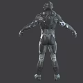 Game And Movie Character In Armored Suit With Front And Back Views