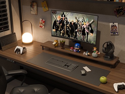 Modern E-sports Room Study Computer Desk Tablet Computer Game Room Entertainment Room Leisure Room Studio 3d model