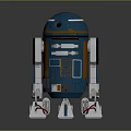 Blue And Orange Robot Character With Round Head White Legs Red Details And Mechanical Panels