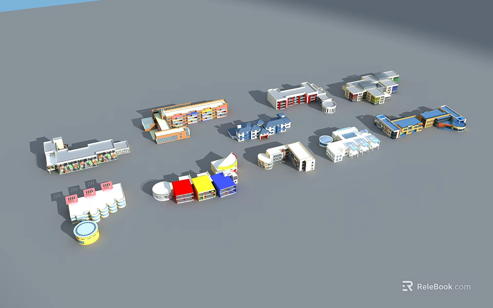 School Buildings Models Featuring Modern Architectural Design And Diverse Campus Facilities 3d model