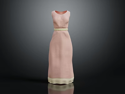 Elegant Women's Pink Sleeveless Dress With Belted Waist And Light Hem 3d model