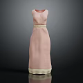 Elegant Women's Pink Sleeveless Dress With Belted Waist And Light Hem