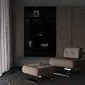 Modern Living Room Leisure Chair With Ottoman Shelving Unit And Floor Lamp