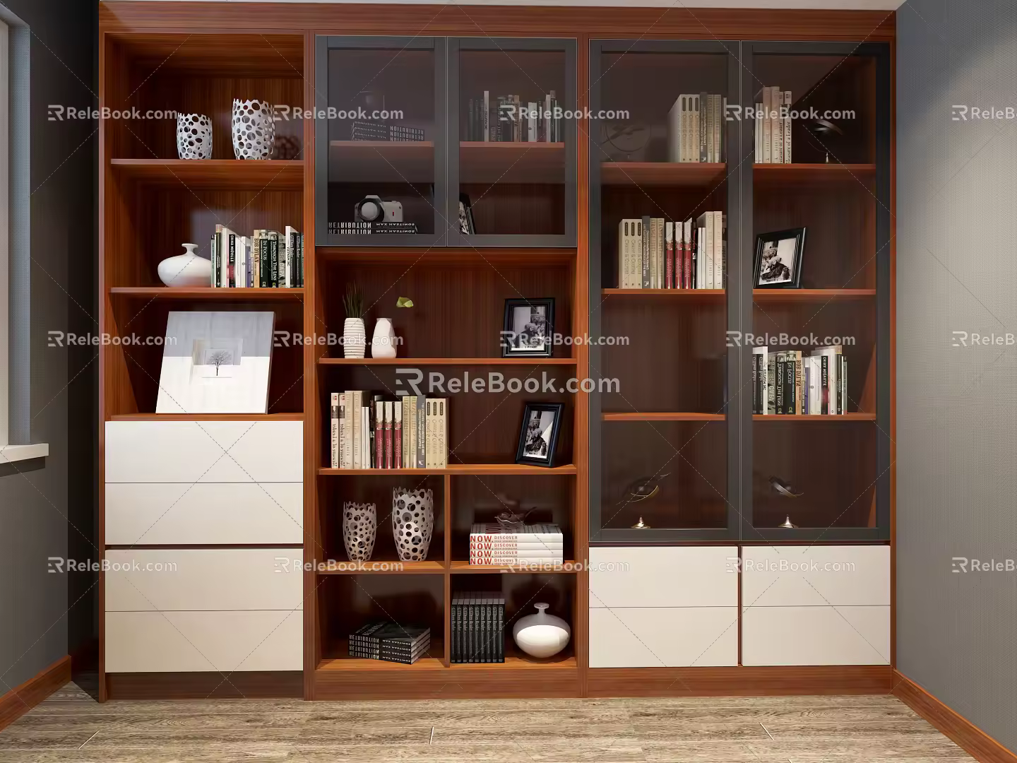 Modern bookcase 3d model
