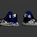 Blue Casual Sneakers With Velcro Straps White Sole And Blue Dots Design