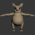 3D Mouse Character With Beige Color Large Ears Pink Nose Black Eyes And Standing Pose