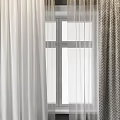 Modern Double Layer Curtains with Textured Outer and Sheer Inner Panels for Window Natural Light 3d model