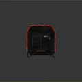 Red Household Generator With Black Control Panel Ventilation And Rolling Wheels