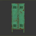 Green Distressed Metal Locker Cabinet With Double Doors And Vintage Style