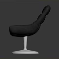 Black Leather Padded Chair With Metal Round Base And Modern Design