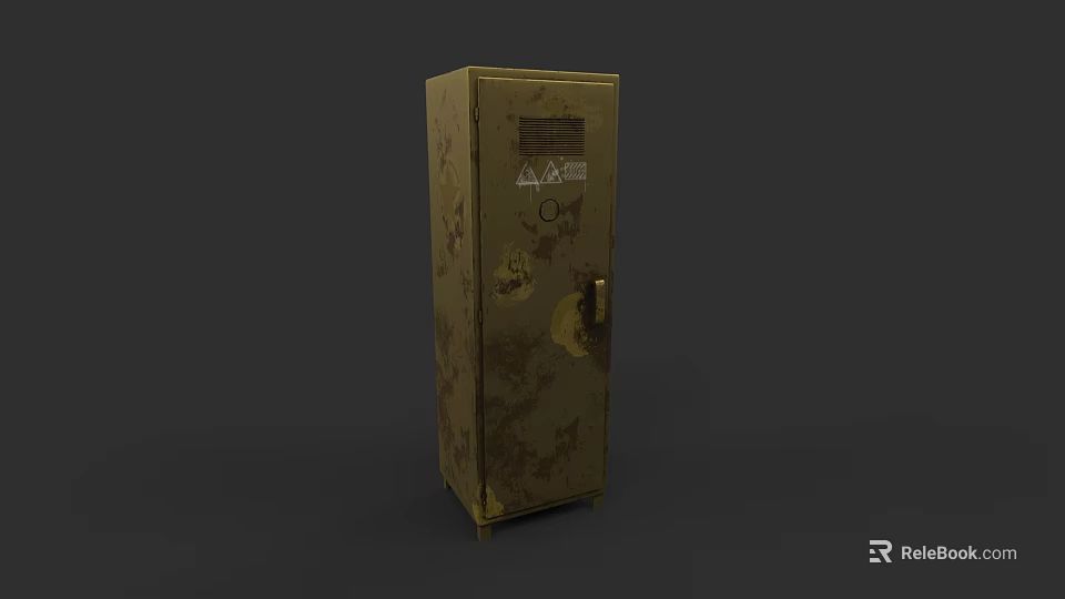 Single Vintage Metal Storage Locker With Rustic Finish And Industrial Design 3d model 