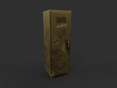 Single Vintage Metal Storage Locker With Rustic Finish And Industrial Design 3d model