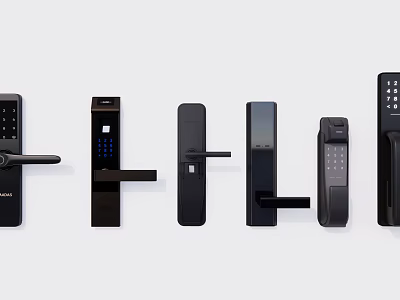 Modern Black Smart Electronic Door Handles Different Styles For Home Security 3d model