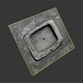 Traditional Stone Mortar Household Tool with Square Stone Base and Natural Surface Texture 3d model