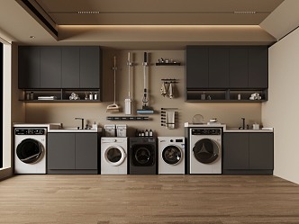 19 Laundry Room Modern Washing Machine Cabinet Washing Machine 3d model