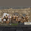 Cultural Center Historical Exhibition With Brick Wall Sculptures And Display Case