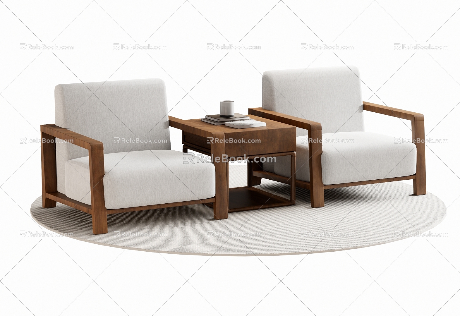 New Chinese Style Single Sofa Leisure Chair Single Chair 3d model