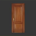 Solid Wood Brown Swing Door Featuring Natural Wood Grain and Golden Handle
