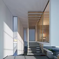 Modern Public Office Space With Open Layout Functional Furniture And Red Accent Seating