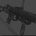 Modern Tactical Weapon Featuring Black Metal Rail System Barrel and Grip Design