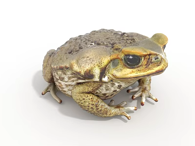 Detailed Toad With Rough Skin And Large Eyes On White Background 3d model