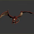 Red Dragon Game Movie Character With Outstretched Wings And Reflection On Grey Background
