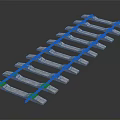 Railway Track Structure With Concrete Sleepers And Steel Rails On Dark Background