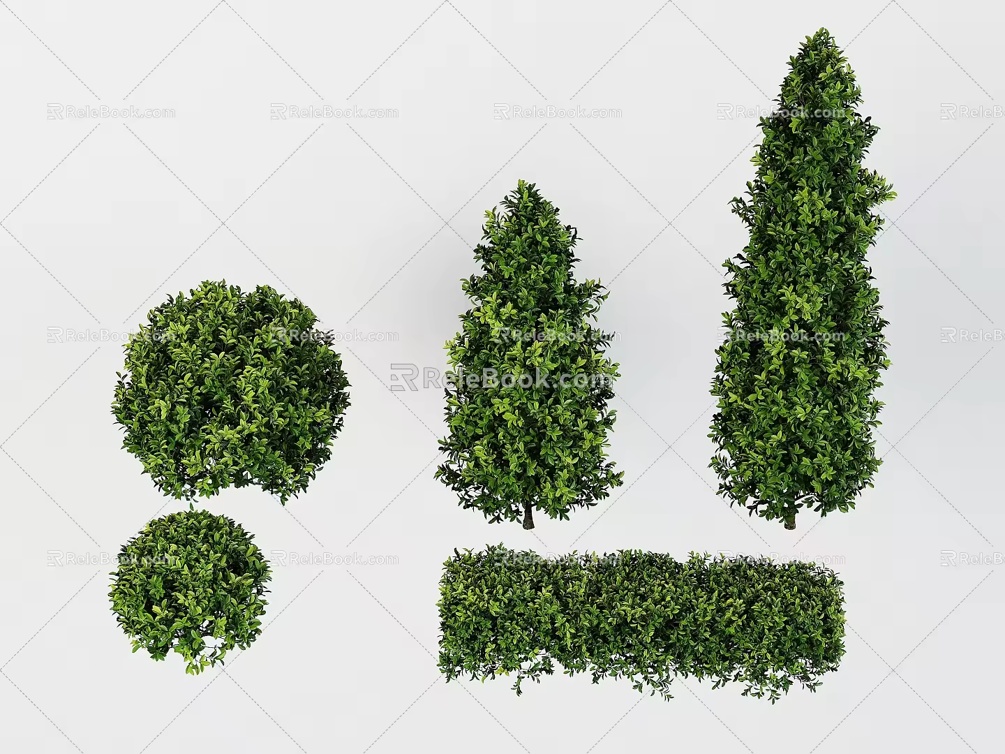 Plant Pile Green Belt Green Planting Landscape Trees Shrub Modeling Trees Pruning Trees 3d model