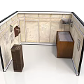 Functional Room Interior With Wooden Cabinet Countertop Wall Decor And Storage