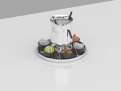Silver Kitchen Utensil Set With Fruit Tray Juicer Cups And Stirring Stick 3d model