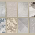 Assorted Square Rugs With Modern Geometric Patterns Abstract Textures And Neutral Tones 3d model