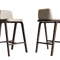 Modern Wooden Bar Stools With White Padded Seat Design For Home Kitchen Counter