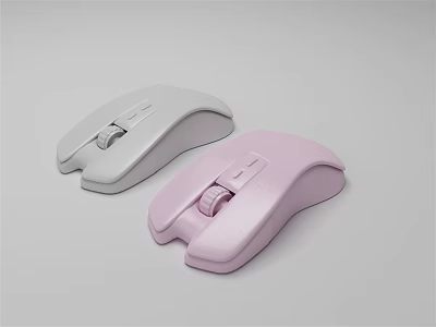 Wireless Computer Mouse in Gray and Pink with Ergonomic Modern Design 3d model