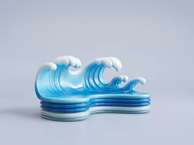 Wave Shaped Blue and White Modern Landscape Seating with Layered Artistic Design 3d model