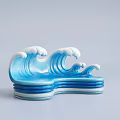 Wave Shaped Blue and White Modern Landscape Seating with Layered Artistic Design