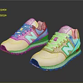 White New Balance Sneakers with White Upper Black Sole and Casual Lace Up Design