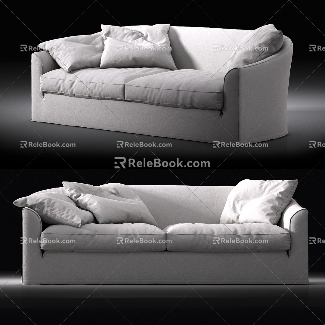 Cream wind double sofa 3d model